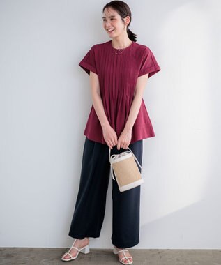 組曲 L 【先行予約】ライトリネンライクイージーワイド パンツ ネイビー系