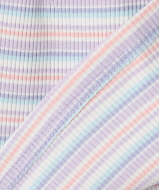 ANY KIDS オン・オフショルダー ボーダー Tシャツ ラベンダー系