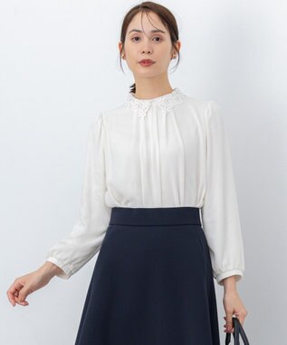 組曲 S 【WEB限定・2WAY】ジョーゼットシフォンレース襟 ブラウス アイボリー系
