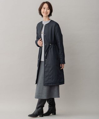 自由区 【洗える/リバーシブル】ブライトキルト リバーシブルコート ネイビー系