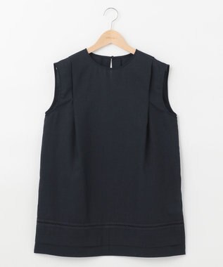 SHARE PARK LADIES 【洗える】ウォッシャブルリネン　ノースリブラウス ネイビー