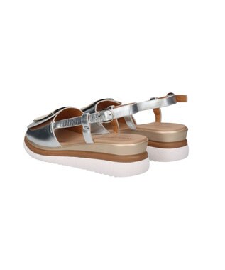 INTER-CHAUSSURES 【INTER-CHAUSSURES】バックルウエッジバックバンドサンダル シルバー