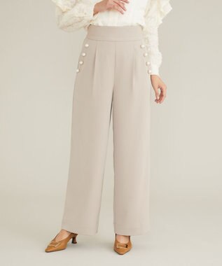 Feroux 【古畑星夏さん着用】パールポイントハイウエストセミワイド パンツ アイボリー系