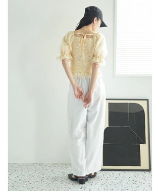 earth music&ecology フラワー刺繍ブラウス Yellow