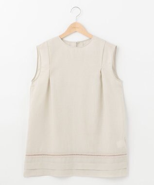 SHARE PARK LADIES 【洗える】ウォッシャブルリネン　ノースリブラウス サンドベージュ