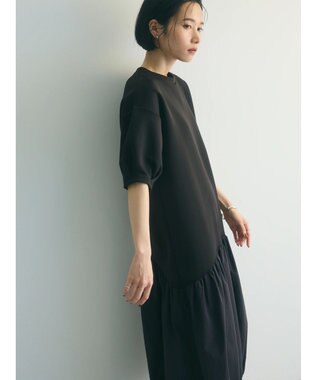 Green Parks ａ．異素材切り替えバルーンワンピース Black