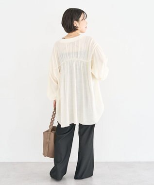 Green Parks リブドッキングシアーシャツ Ecru