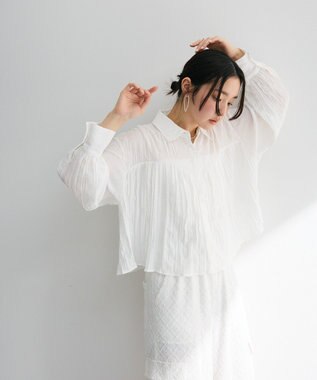 Green Parks ・ＳＵＧＡＲ　ＳＰＯＯＮ　ワッシャーキリカエブラウス Off White