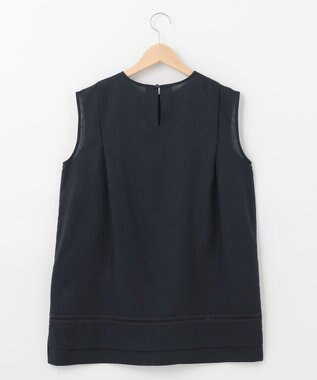 SHARE PARK LADIES 【洗える】ウォッシャブルリネン　ノースリブラウス ネイビー