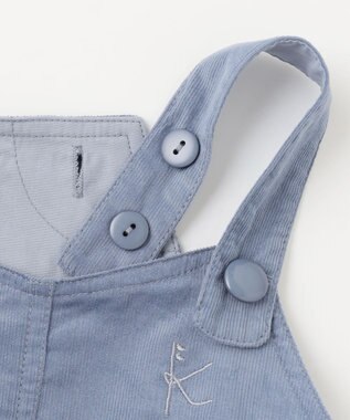 組曲 KIDS 【100㎝】モノトーンフラワーコーデュロイ ワンピース サックスブルー系