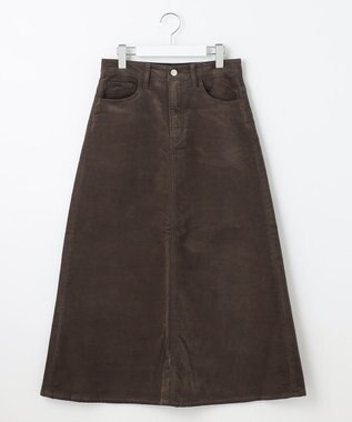 自由区 【洗える】リブレスコール ロングスカート カーキ系