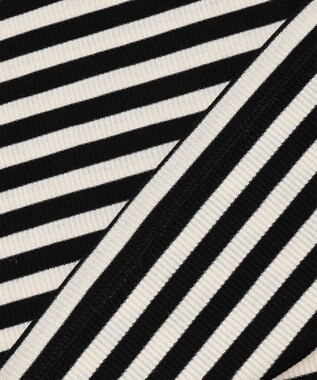 ANY SIS 【洗える】リブタートル カットソー アイボリー×ブラックボーダー