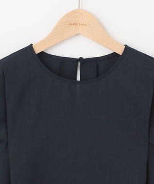 SHARE PARK LADIES 【洗える】ウォッシャブルリネン　ノースリブラウス ネイビー