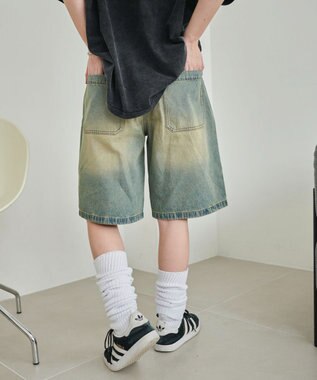 WEGO 【SMサイズ展開】ヴィンテージウォッシュデニムハーフパンツ デニム淡加工色
