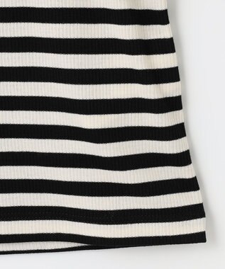 ANY SIS 【洗える】リブタートル カットソー アイボリー×ブラックボーダー