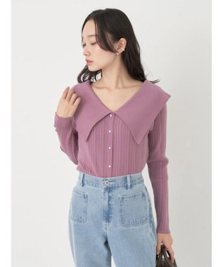 earth music&ecology ２ｗａｙビッグカラーニットプルオーバー Pink