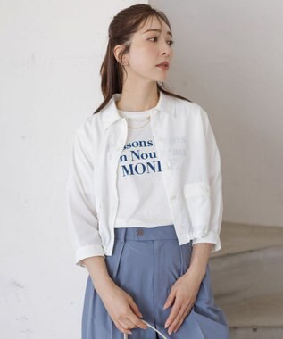 組曲 S 【綿100％】フロッキープリント Ｔシャツ アイボリー系