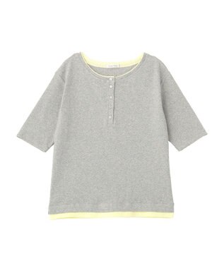 Green Parks 配色ヘンリーネック半袖プルオーバー Gray Mixture