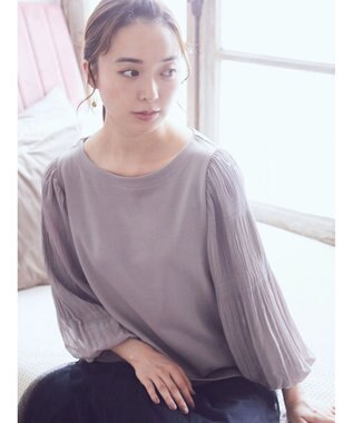 earth music&ecology マジョリカプリーツプルオーバー Gray Beige