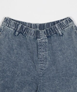 WEGO 【ウエストゴム/SMLサイズ展開】イージーコットンハーフパンツ デニム淡加工色