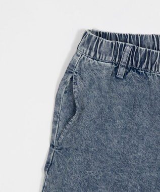 WEGO 【ウエストゴム/SMLサイズ展開】イージーコットンハーフパンツ デニム淡加工色