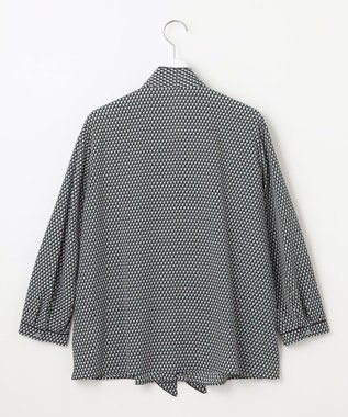 自由区 【洗える】ジオメトリックハートプリント ブラウス アクア系