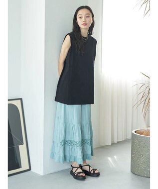 earth music&ecology ボクシーノースリーブチュニック Black