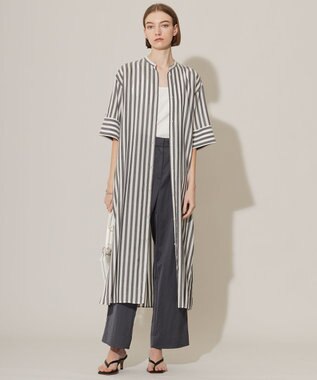 ICB 【接触冷感・UVケア・洗える】 ヴィスコースナイロンサテン ワイドパンツ チャコール系