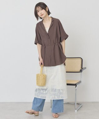 AMERICAN HOLIC 【先行予約】【マルチ機能】ベルト付カイキンシャツ Brown