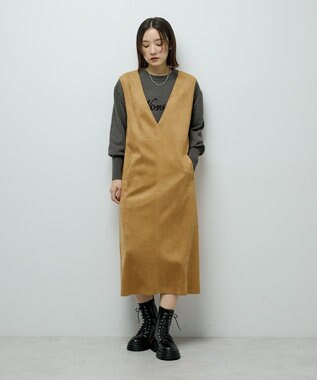 Green Parks なめらかタッチスウェード調ジャンパースカート Camel