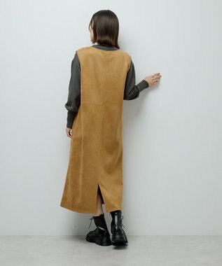 Green Parks なめらかタッチスウェード調ジャンパースカート Camel