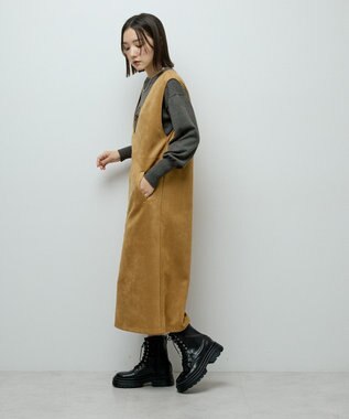 Green Parks なめらかタッチスウェード調ジャンパースカート Camel