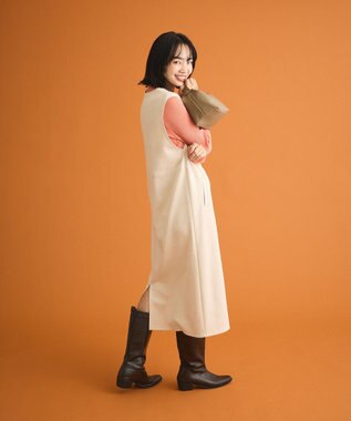 Green Parks なめらかタッチスウェード調ジャンパースカート Ivory