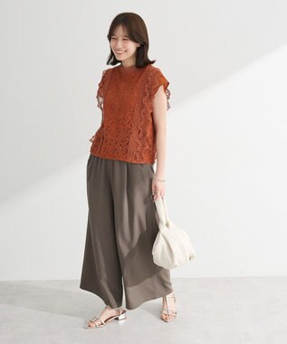 Green Parks ・Ｐｅｔｉｔ　Ｆｌｅｕｒ　フレンチレーシーブラウス Brown