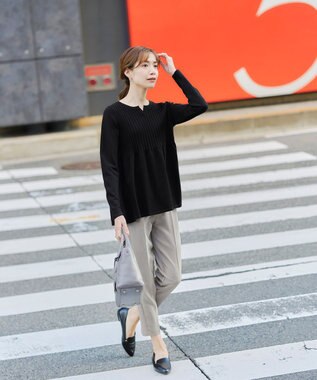 Tiaclasse 【ダブルストレッチ・洗える】テーパードパンツ グレー