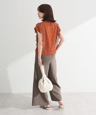 Green Parks ・Ｐｅｔｉｔ　Ｆｌｅｕｒ　フレンチレーシーブラウス Brown