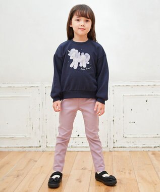 ANY KIDS アニマルプリントトレーナー ネイビー×ユニコーン