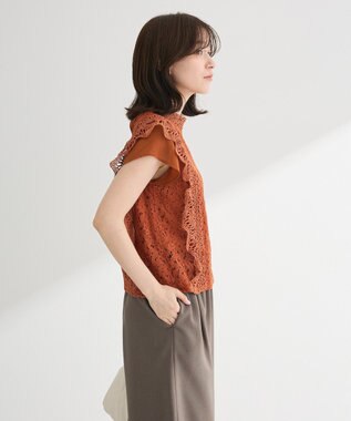 Green Parks ・Ｐｅｔｉｔ　Ｆｌｅｕｒ　フレンチレーシーブラウス Brown