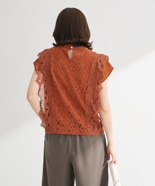 Green Parks ・Ｐｅｔｉｔ　Ｆｌｅｕｒ　フレンチレーシーブラウス Brown