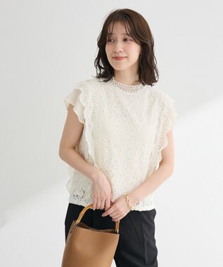 Green Parks ・Ｐｅｔｉｔ　Ｆｌｅｕｒ　フレンチレーシーブラウス Brown