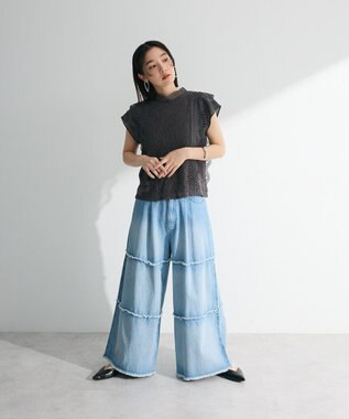 Green Parks ・Ｐｅｔｉｔ　Ｆｌｅｕｒ　フレンチレーシーブラウス Brown