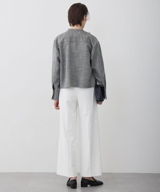 ICB L ライトスラブツイード シャツジャケット ブラック×オフホワイトミックス