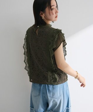 Green Parks ・Ｐｅｔｉｔ　Ｆｌｅｕｒ　フレンチレーシーブラウス Brown