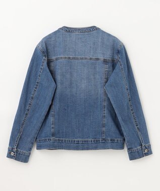 ANY 【洗濯機可能・ストレッチ】ノーカラー デニムジャケット フェードインディゴ