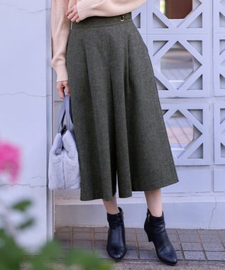 ANY SIS ホームスパンワイドクロップド パンツ チャコールグレー