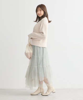 earth music&ecology 透かしベロアモールプルオーバー Ecru