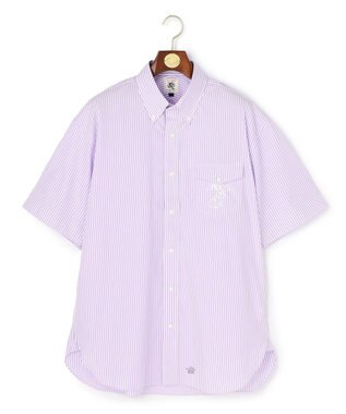 J.PRESS MEN 【AaronChang】【UNISEX】コットンタイプライター ストライプ シャツ / B.D. / Baggy-Fit パープル系1