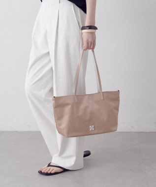 russet バイカラーレザーハンドルトートバッグ(SF-279) PinkBeige