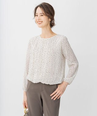 自由区 【洗える/ドット柄】ロイヤルシフォン プルオーバーカットソー ライトグレー系5