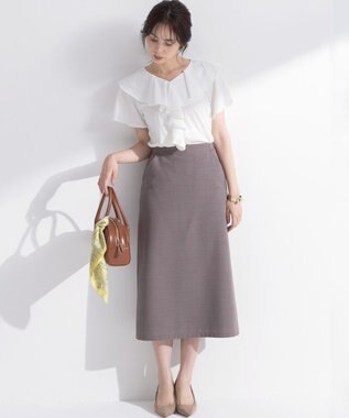 組曲 L ブラウスライクラッフル カットソー アイボリー系